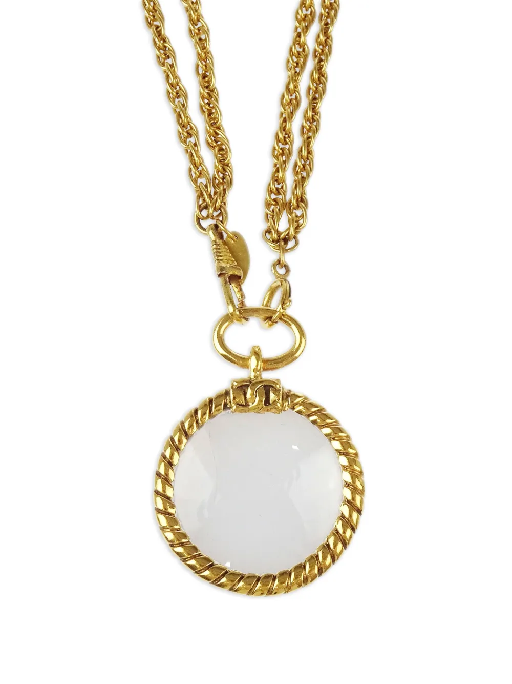 Pre-owned Chanel 1990-2000s Loupe Chain Necklace In Gold