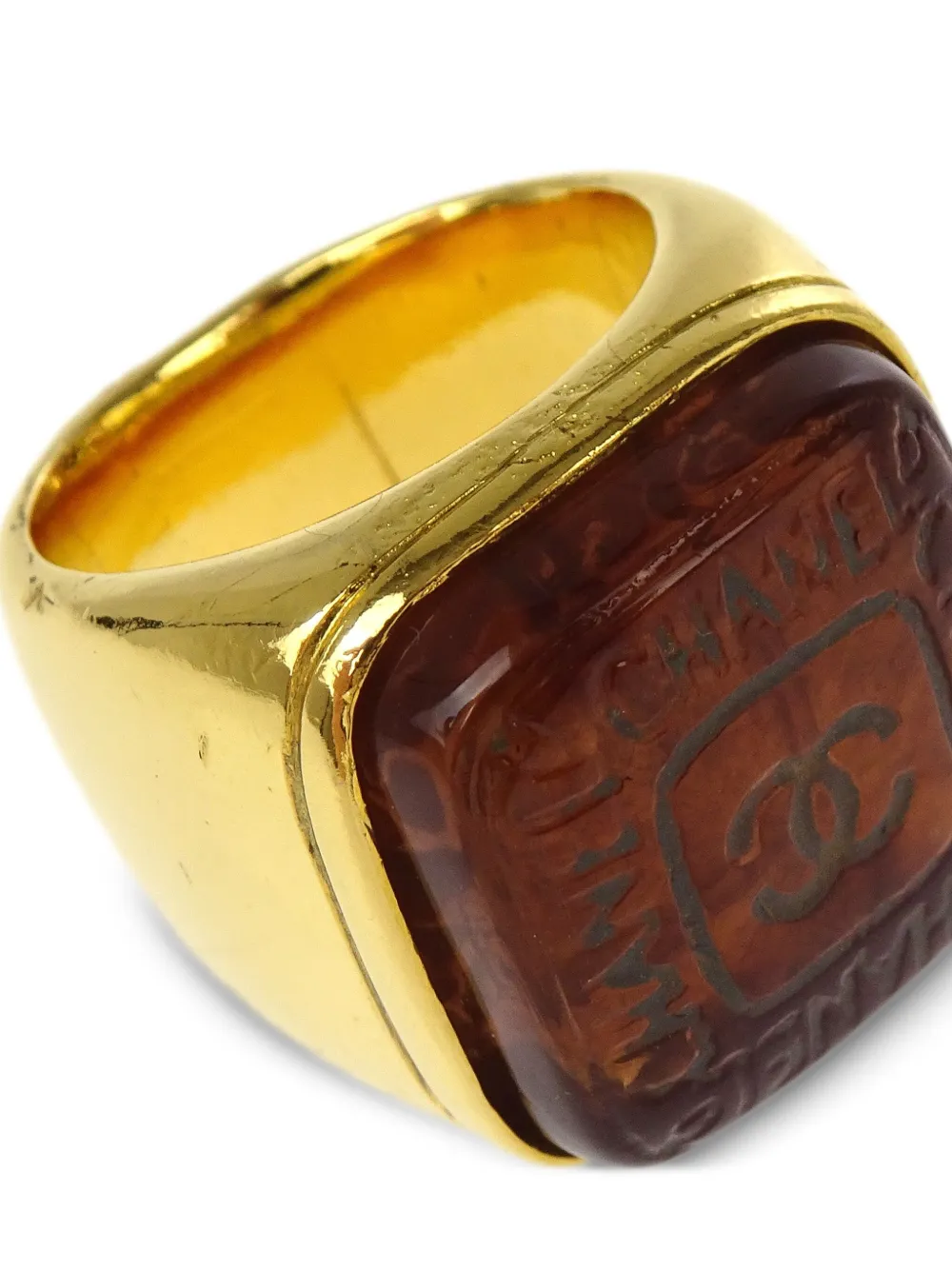 Pre-owned Chanel 1990s Seal Ring In Gold