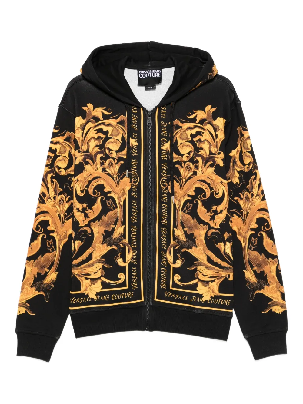 Versace Jeans Couture baroque-print zip-up hoodie Zwart