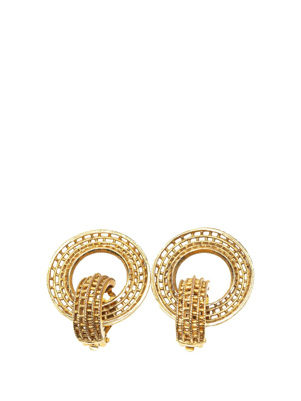 CHANEL フープ ロゴ イヤリング ヴィンテージ シャネル ゴールド CHANEL/シャネル】ココマーク フープピアス パープル×ゴールド系