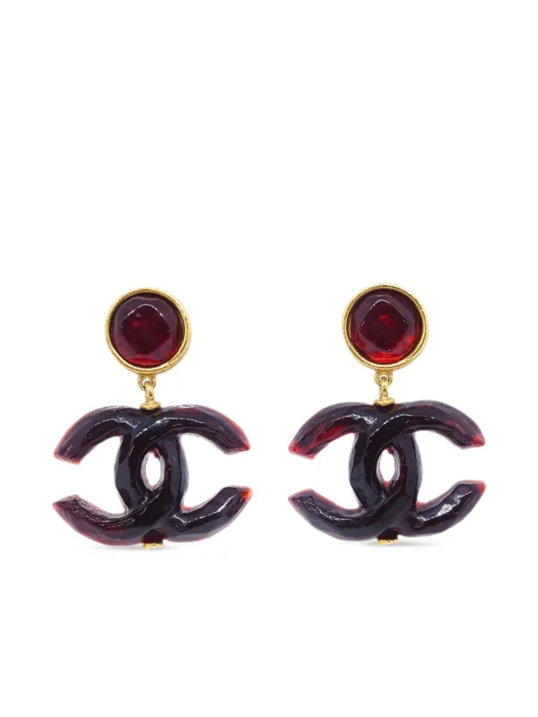 Chanel Pre-owned 1999 Cc-dangle Clip-on Earrings in Gold