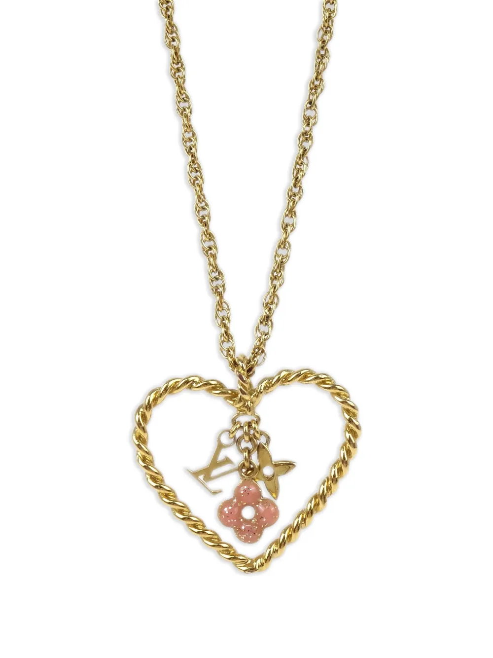 Pre-owned Louis Vuitton 2009 Heart Rope Necklace In Gold