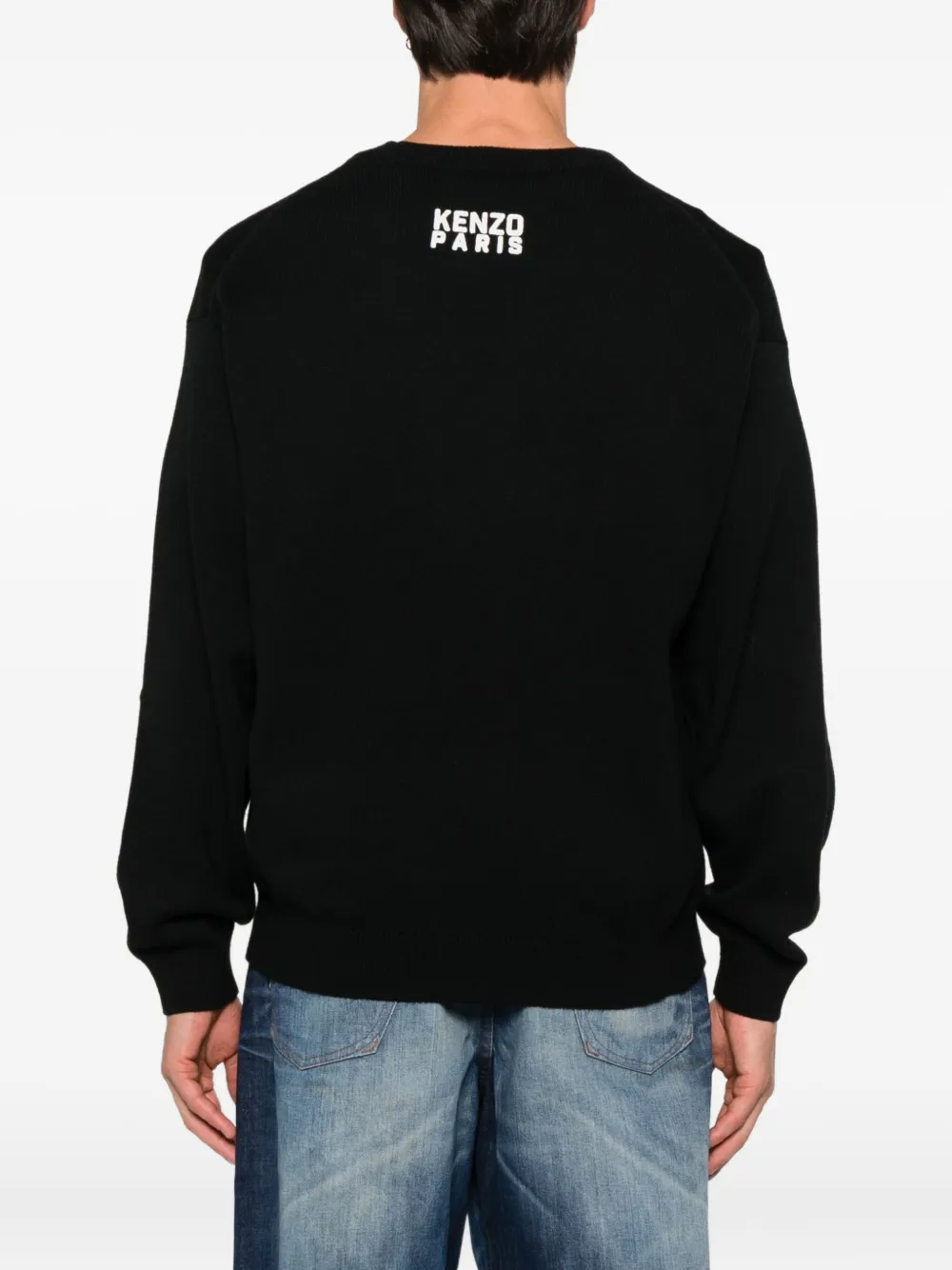 Kenzo embroidered-tiger crew-neck sweater Zwart