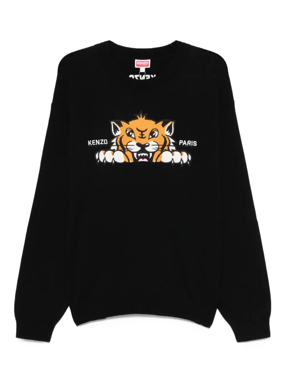 Kenzo Trui met geborduurde tijger en ronde hals Zwart