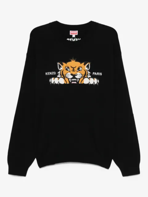 Kenzo embroidered-tiger crew-neck sweater
