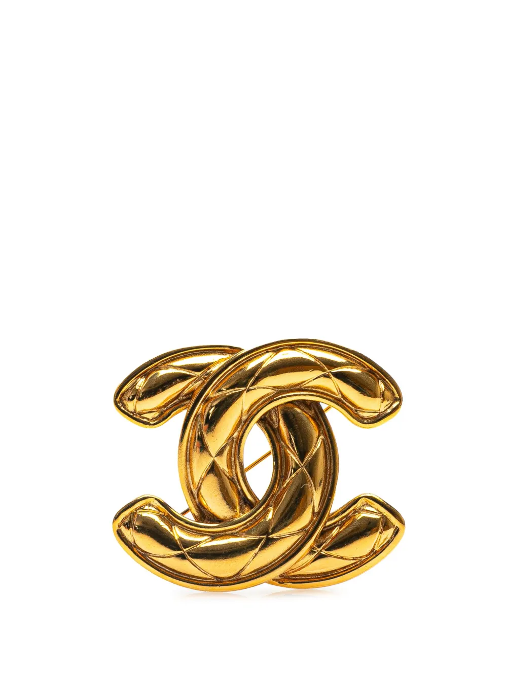 1970-1980 Gold Plated CC Quilted Brooch costume brooch