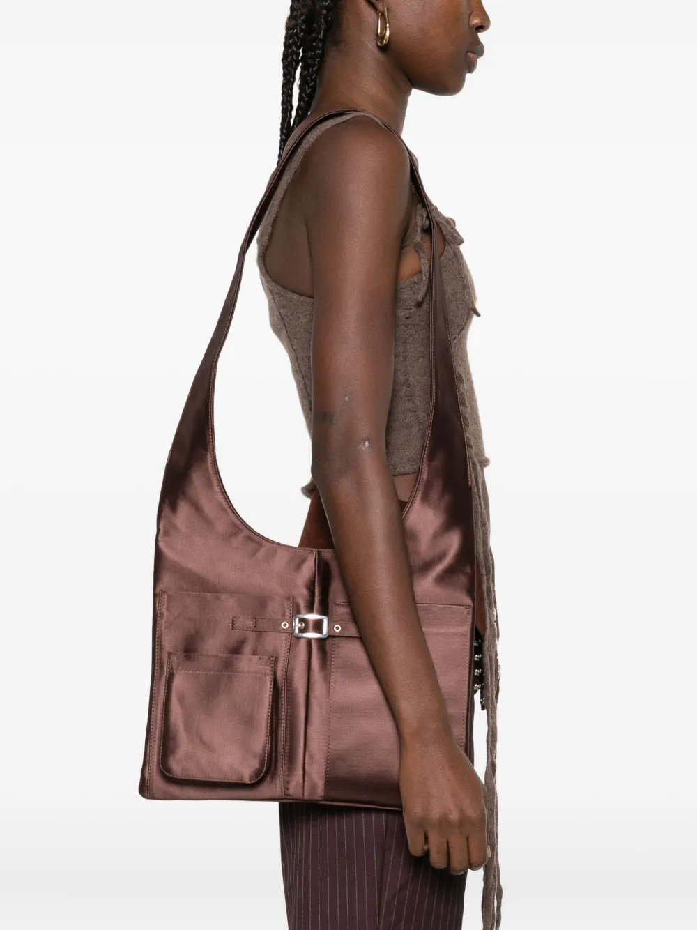 Gimaguas Blanca satin shoulder bag - Bruin