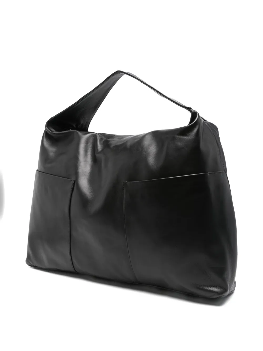 Gimaguas Leather External-pocket Shoulder Bag In Black