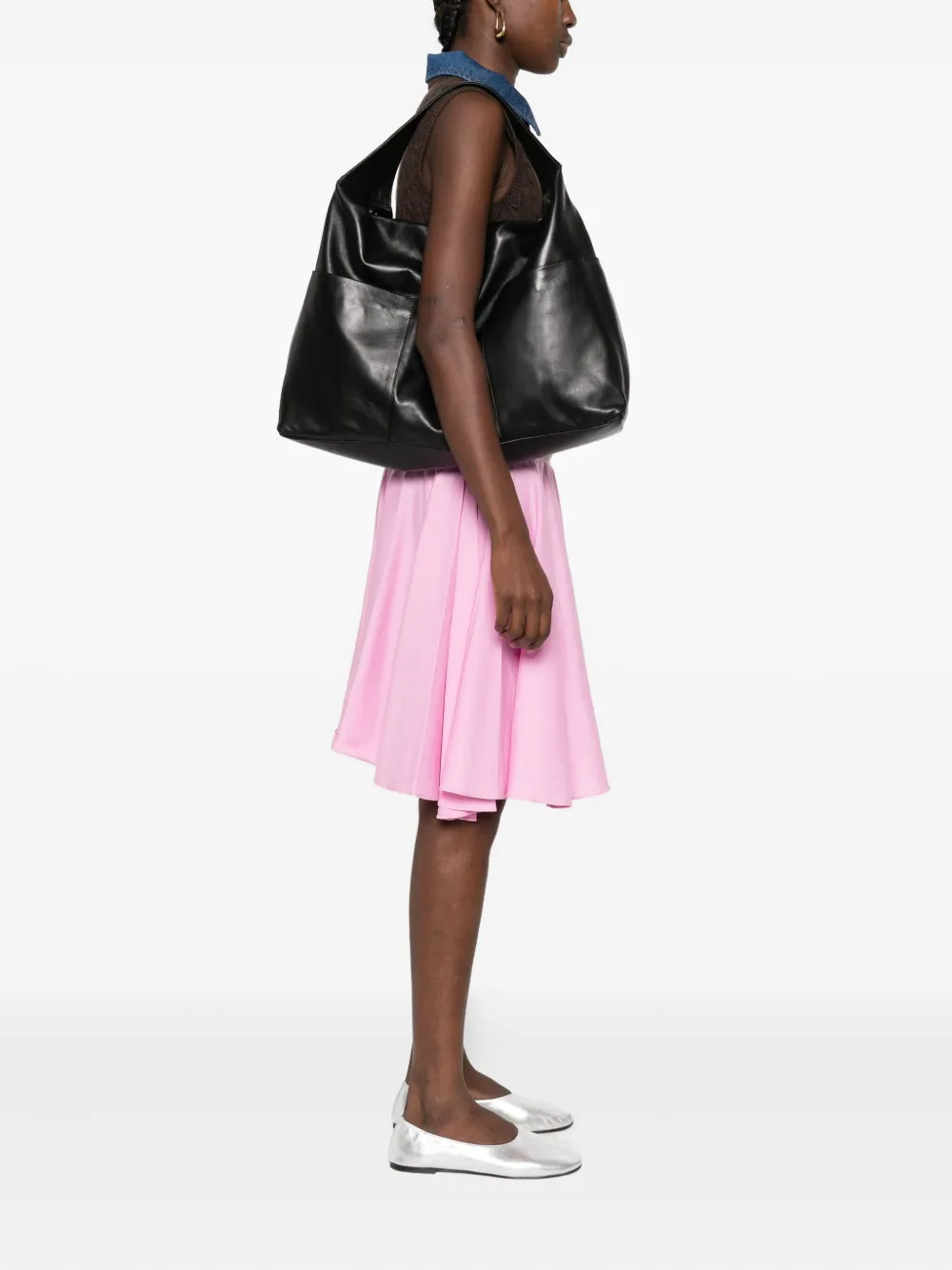 Gimaguas leather external-pocket shoulder bag - Zwart