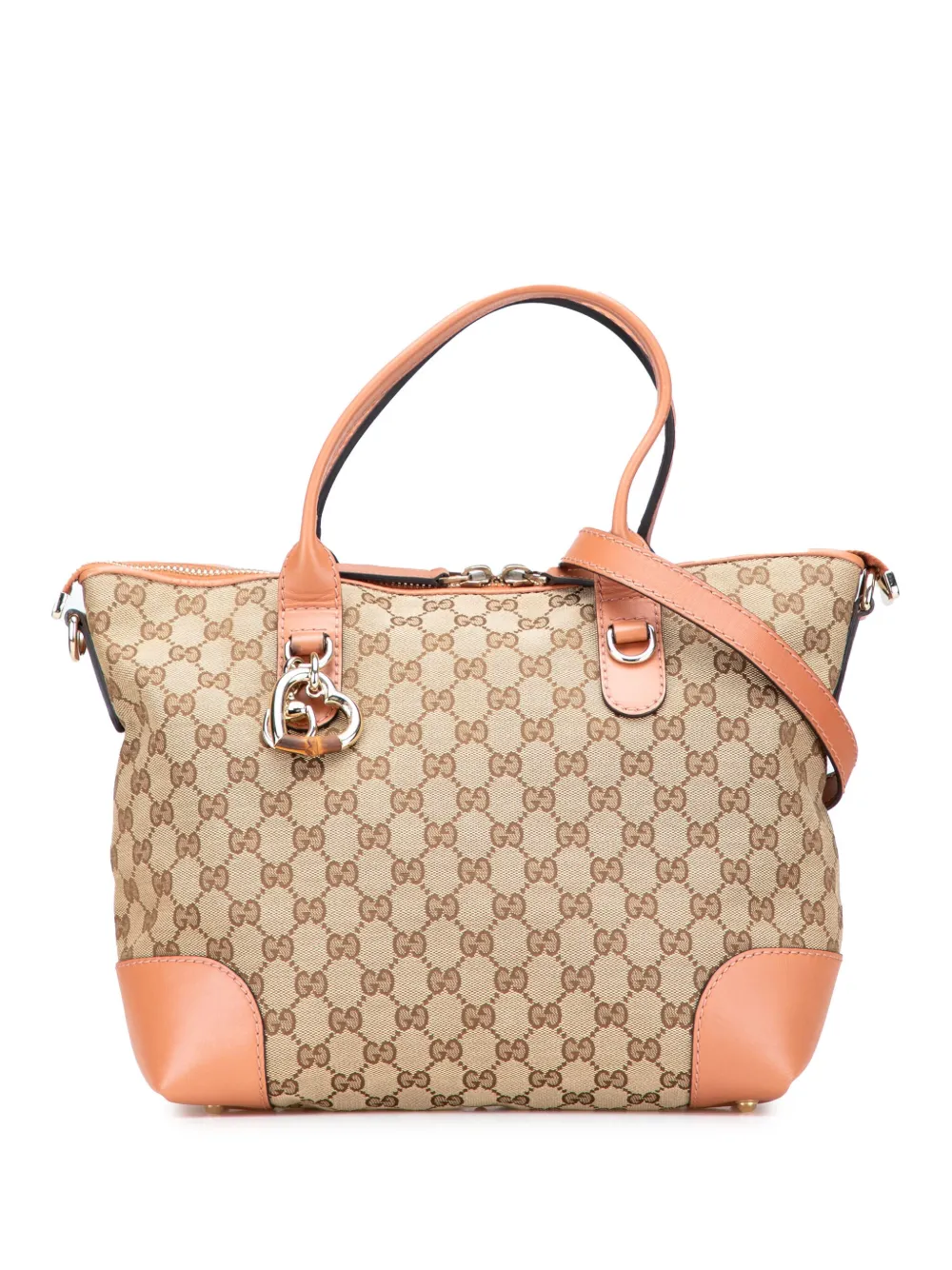 Gucci Pre-Owned 2000-2015 GGキャンバス ハートビット サッチェルバッグ - ブラウン Gucci Pre-Owned 2000-2015 GGキャンバス ハートビット サッチェルバッグ - ブラウン