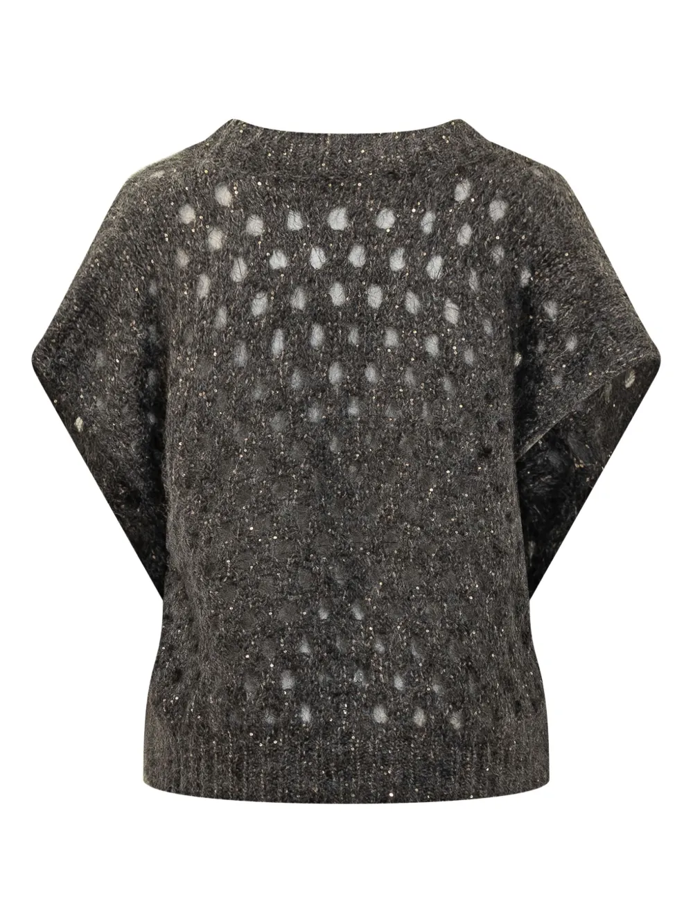 Brunello Cucinelli Short-sleeve Embellished Top In Gray