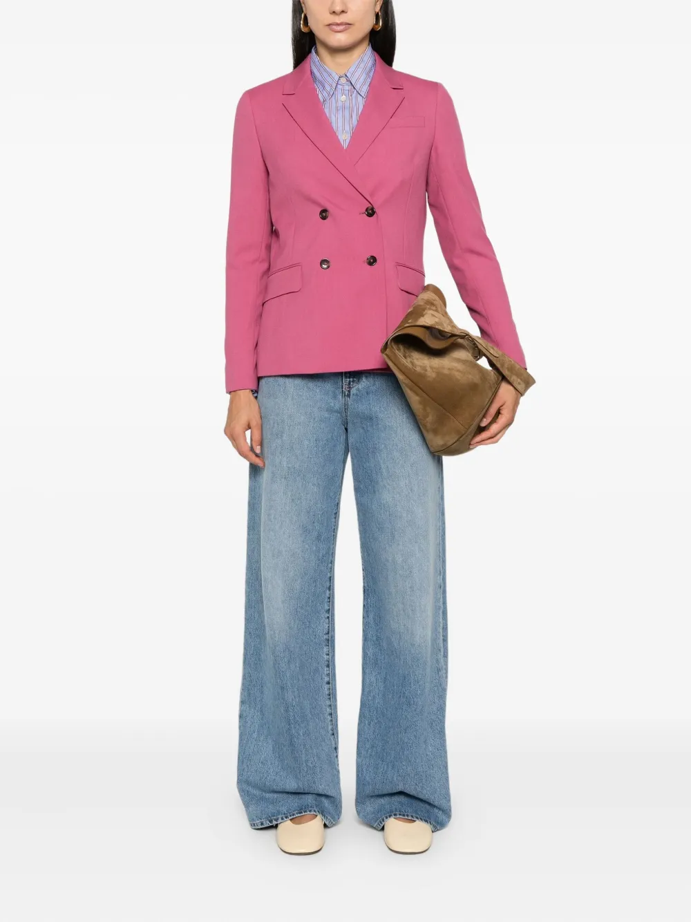 Ps By Paul Smith Double-breasted Wool Blazer In Pink
