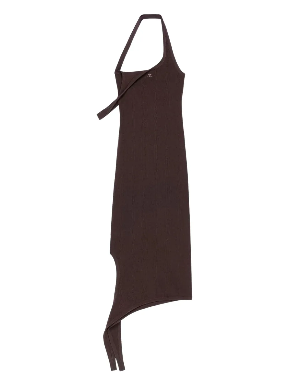 Courrèges halterneck asymmetric dress - ブラウン Courrèges halterneck asymmetric dress - ブラウン