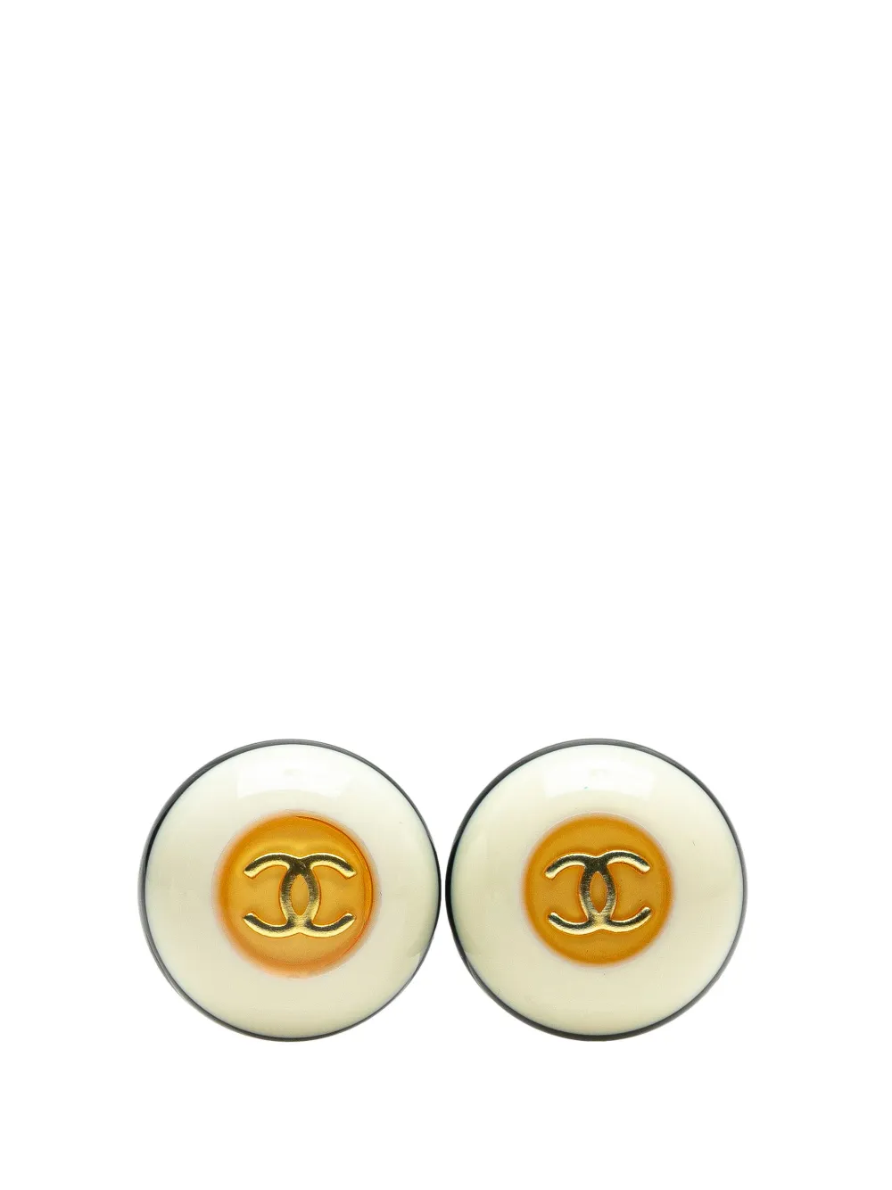 1996 Resin CC Button Clip on Earrings costume earrings
