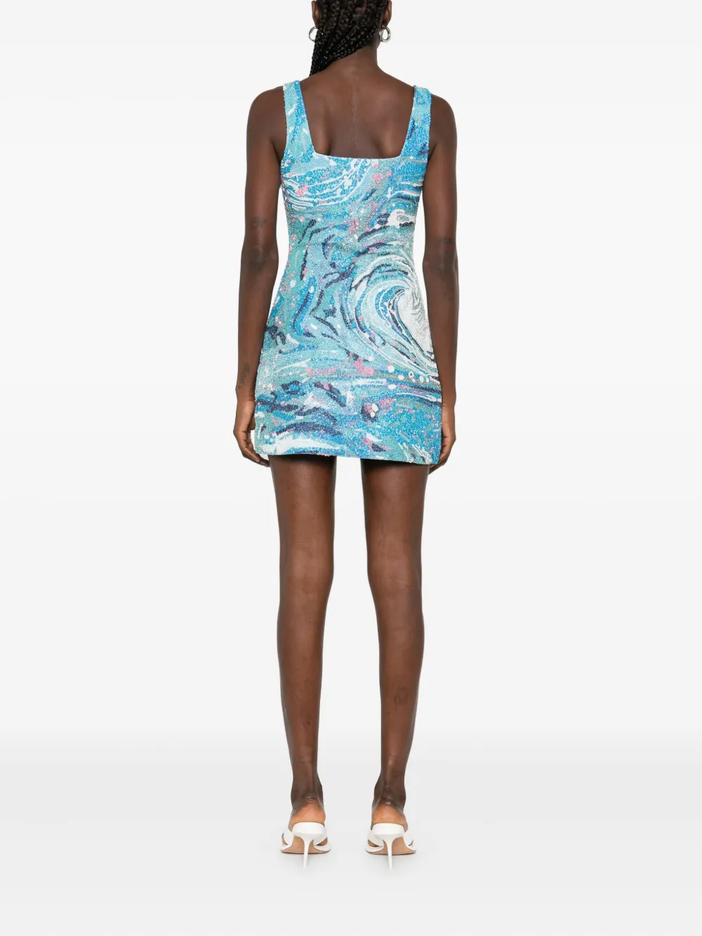 STAUD Le Sable tidal-wave sequin mini dress Blauw