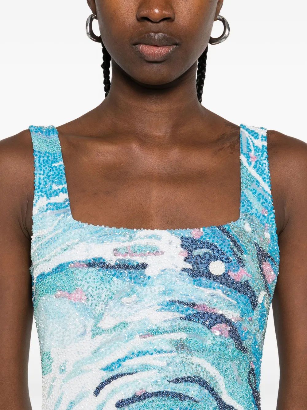 STAUD Le Sable tidal-wave sequin mini dress Blauw