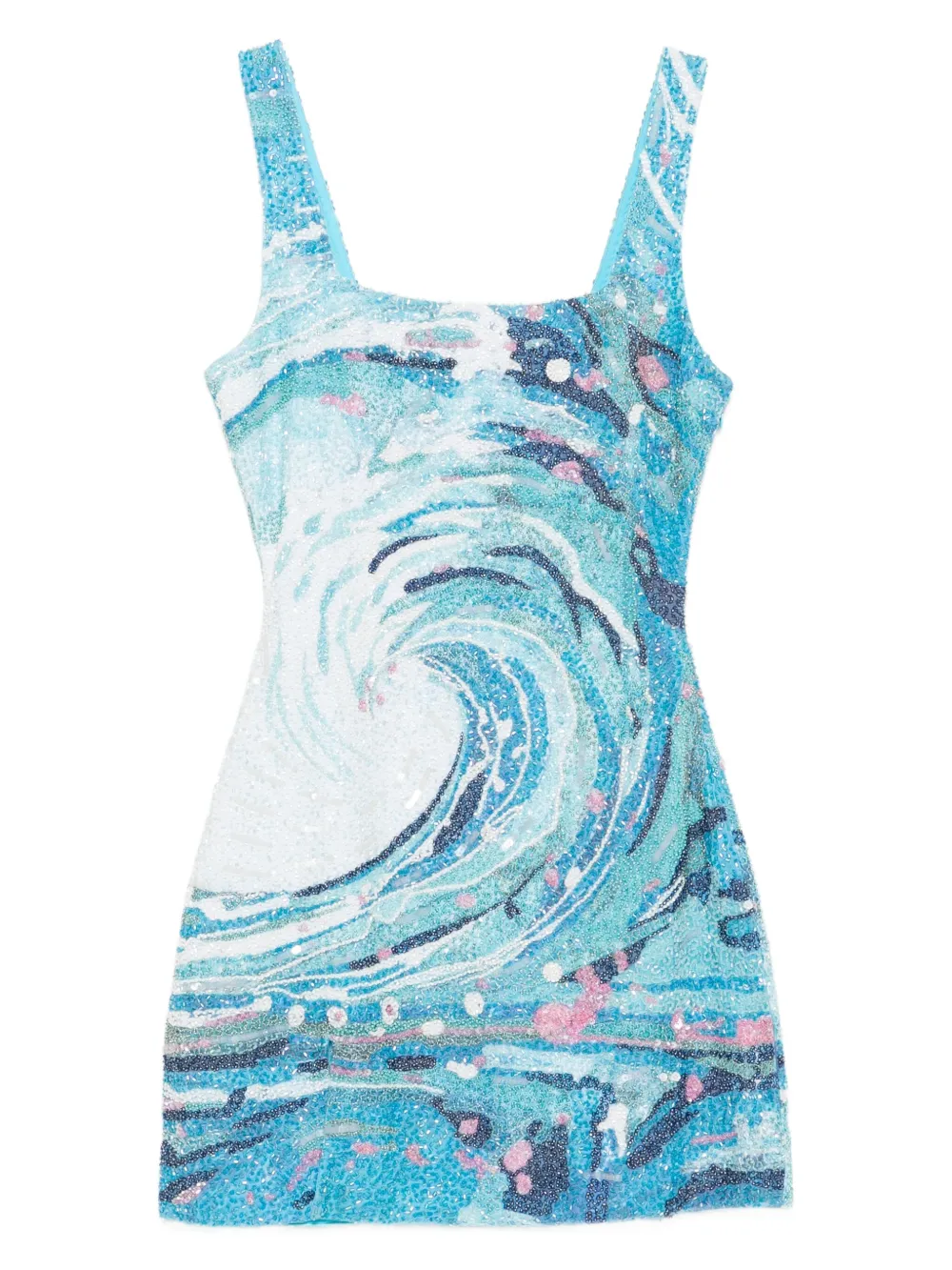 STAUD Le Sable tidal-wave sequin mini dress Blauw