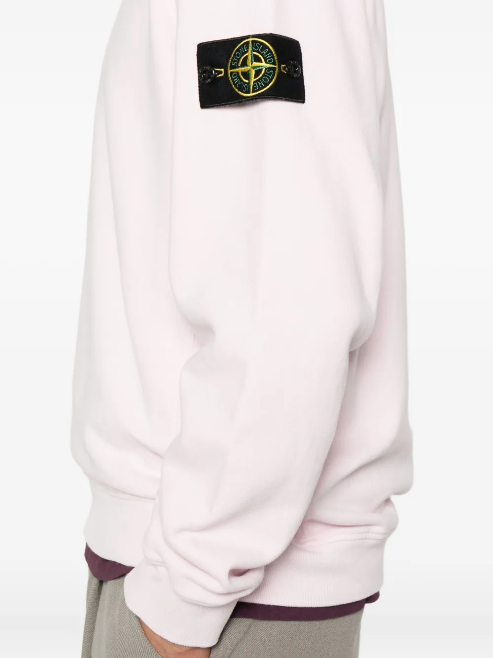 Stone Island logo-patch crew-neck sweatshirt Roze