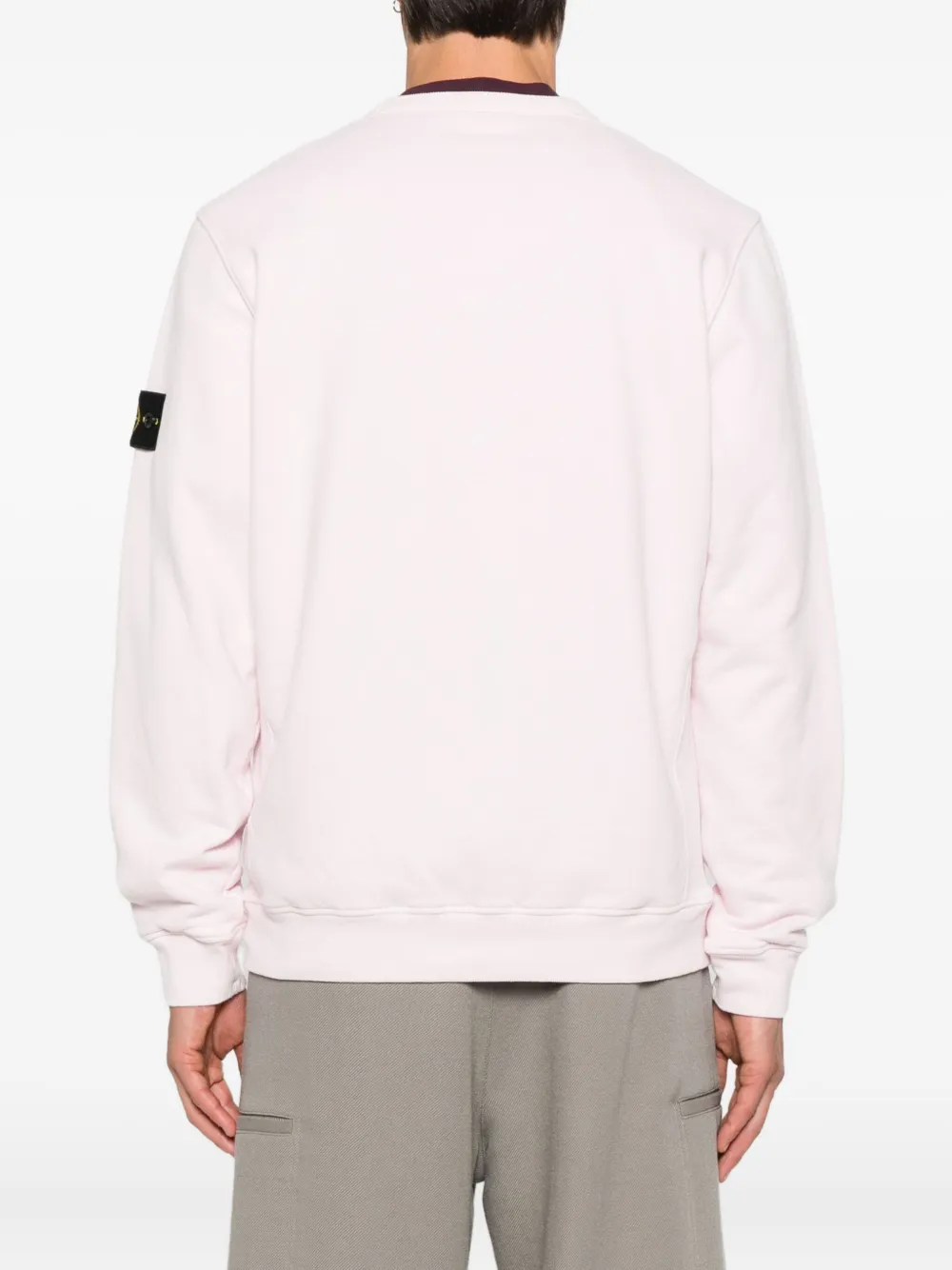 Stone Island logo-patch crew-neck sweatshirt Roze