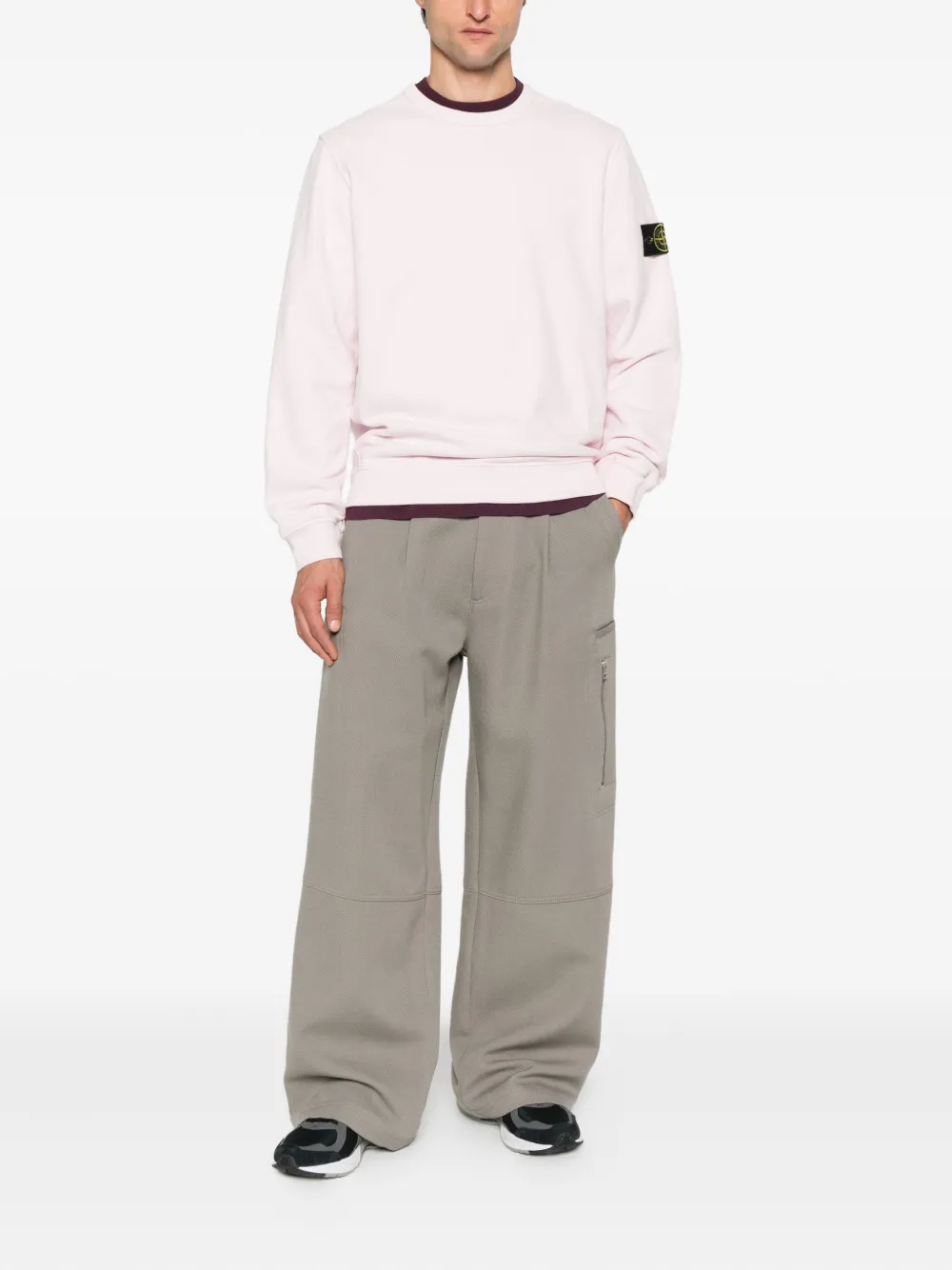 Stone Island logo-patch crew-neck sweatshirt - Roze