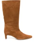 STAUD 60mm Wally suede leather pointed-toe boots - Neutrals