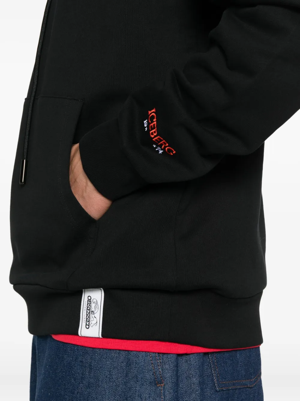 Iceberg graphic-print cotton hoodie Zwart