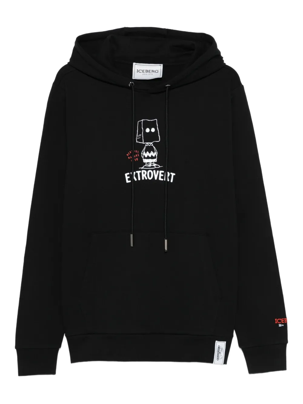 Iceberg graphic-print cotton hoodie Zwart