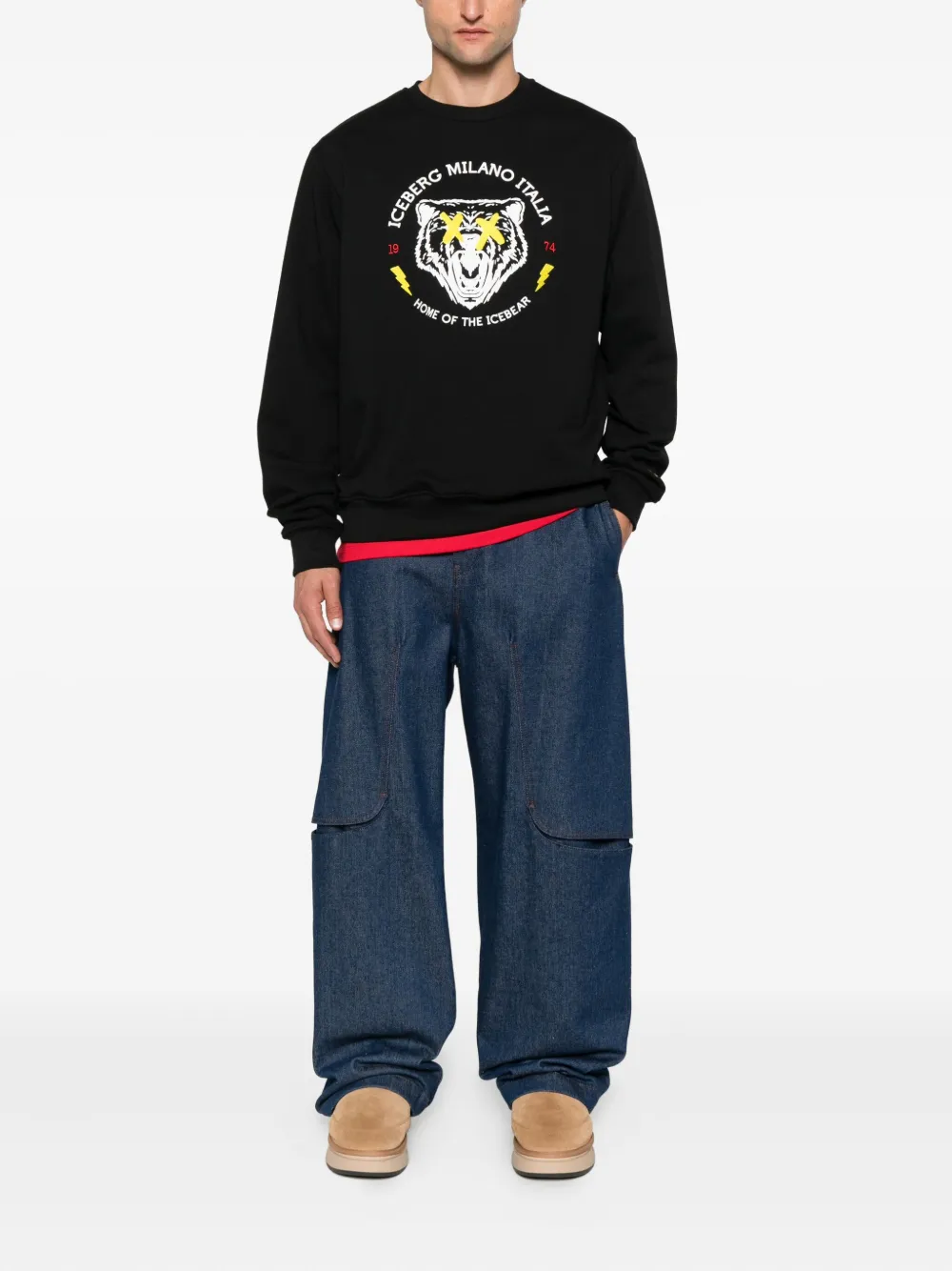 Iceberg bear-embellished crew-neck sweatshirt - Zwart