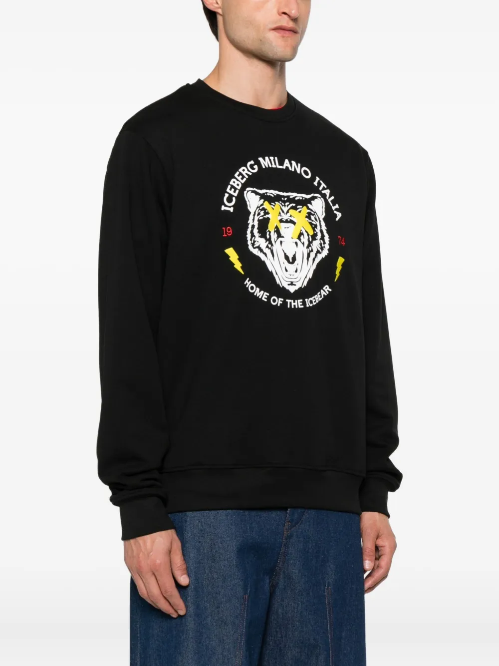 Iceberg bear-embellished crew-neck sweatshirt Zwart
