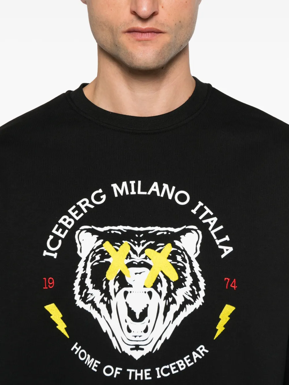 Iceberg bear-embellished crew-neck sweatshirt Zwart