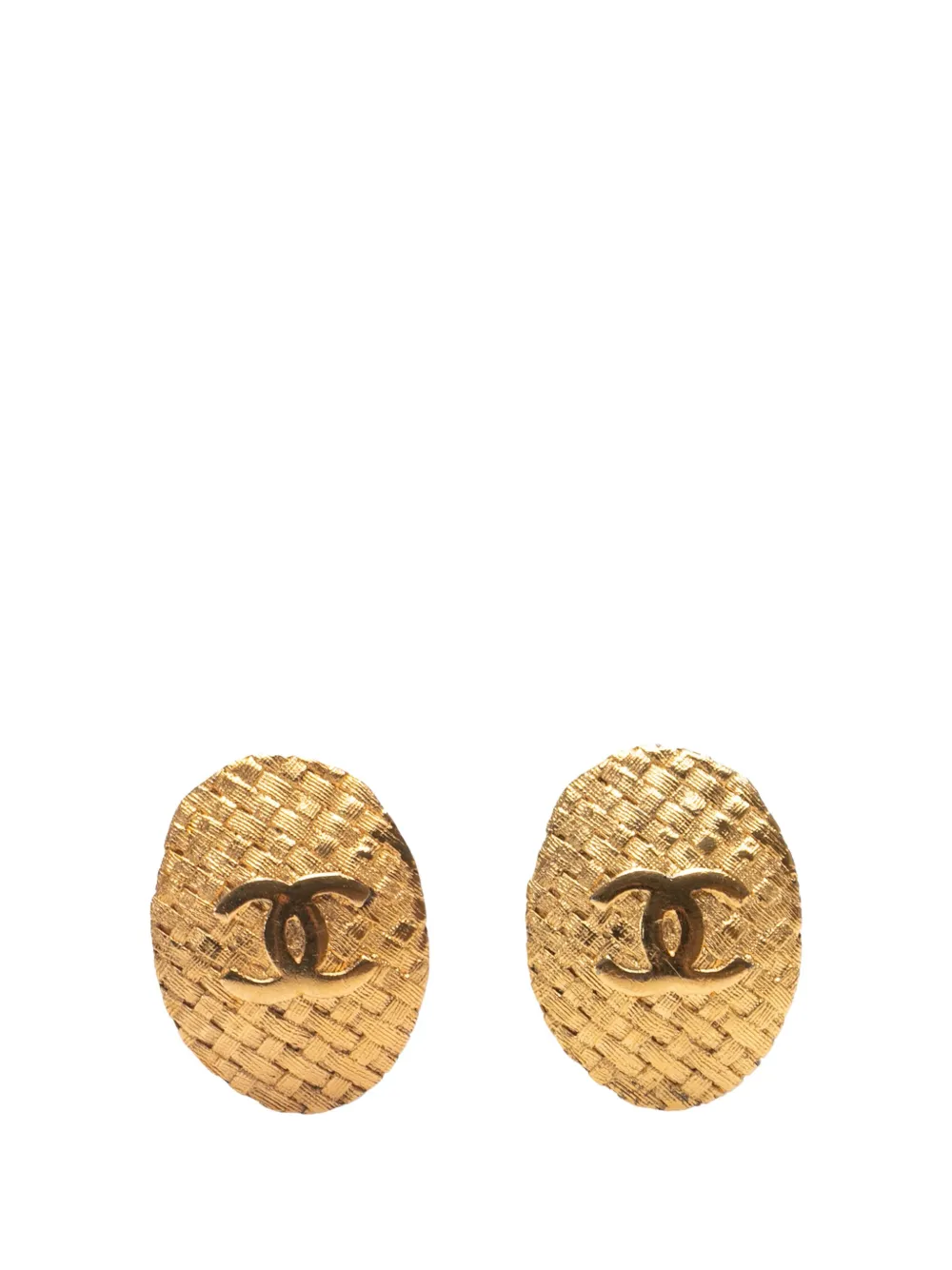 CHANEL Pre-Owned 1980-1990 ゴールドプレーテッド ココマーク オーバル クリップオン コスチューム イヤリング - CHANEL Pre-Owned 1980-1990 ゴールドプレーテッド ココマーク オーバル クリップオン コスチューム イヤリング -