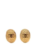 CHANEL Pre-Owned 1980-1990 Gold Plated CC Oval Clip On Earrings costume earrings