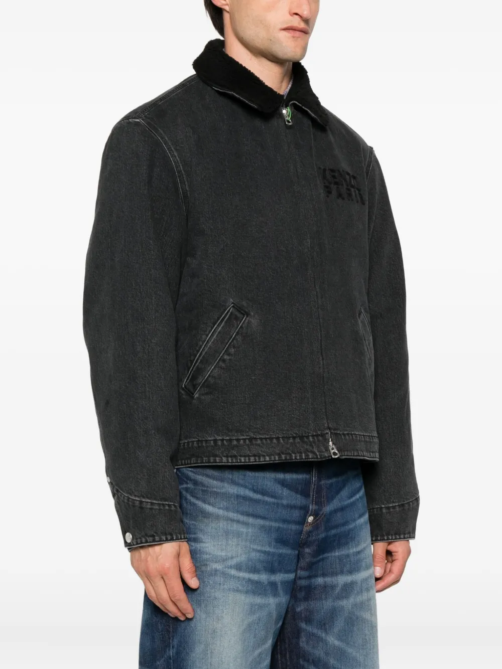 Kenzo sherpa-collar denim jacket Grijs