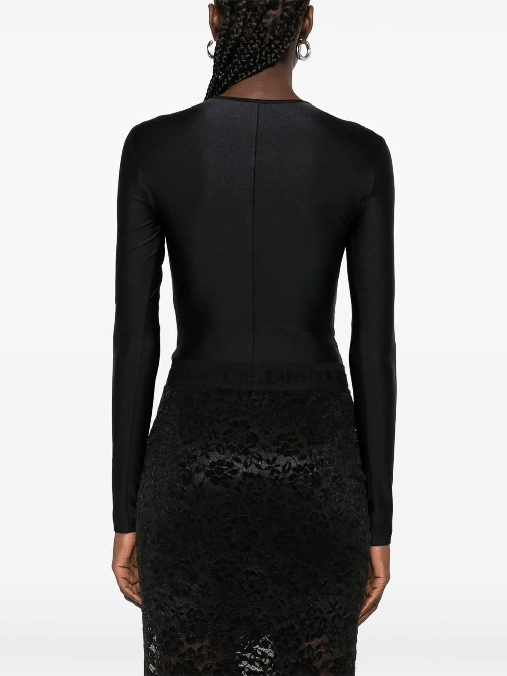 Versace Jeans Couture embroidered long-sleeve bodysuit Zwart