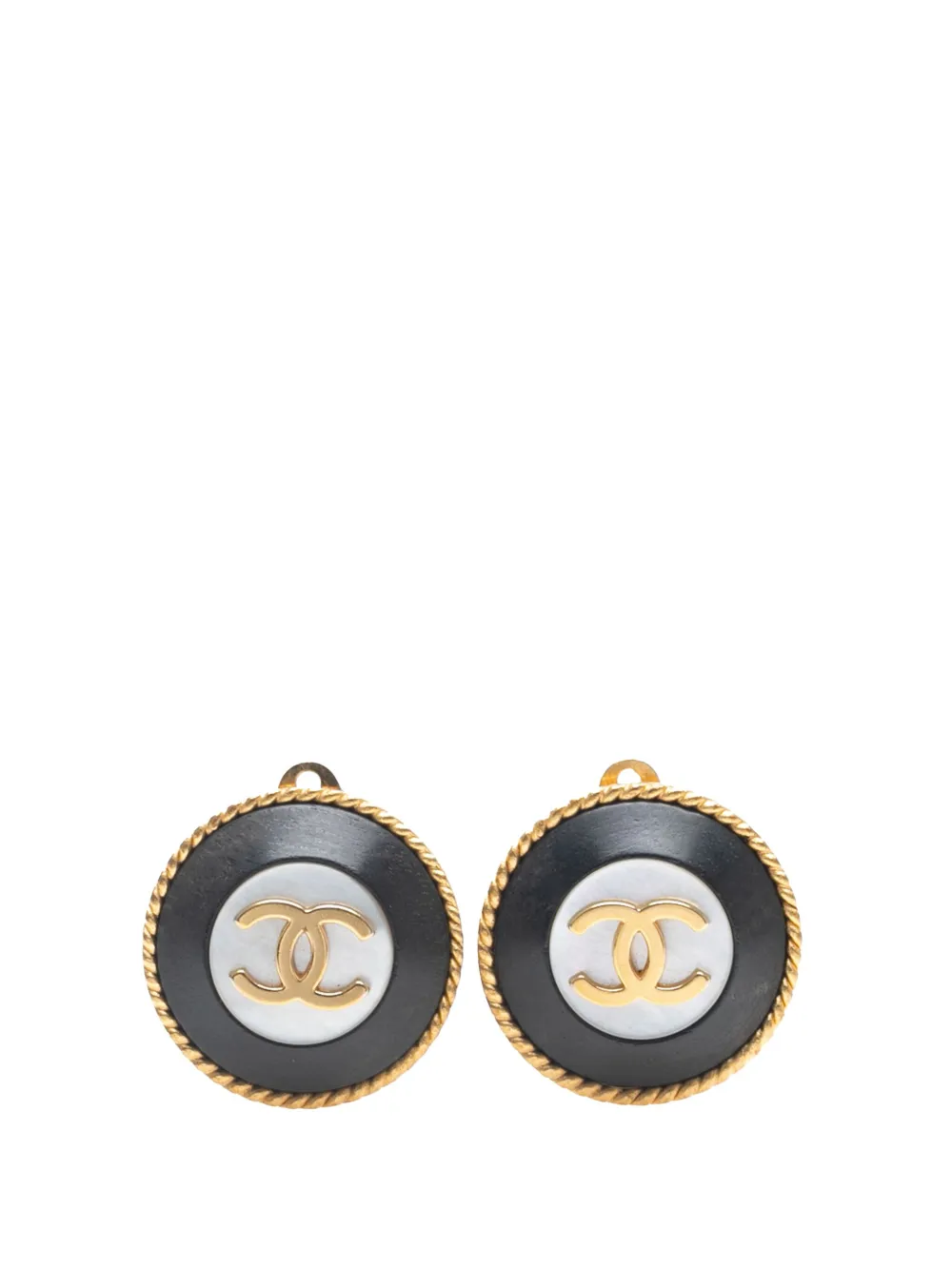 1995 Gold Plated Acrylic CC Button Clip On Earrings costume earrings