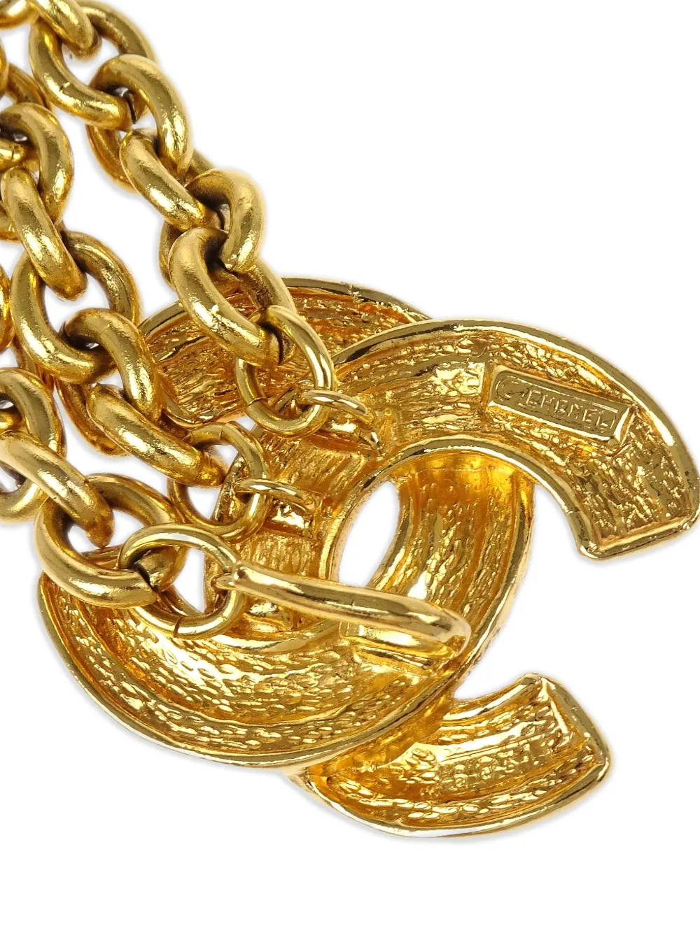 Pre-owned Chanel 1990-2000s Quilted Cc Chain Belt In Gold