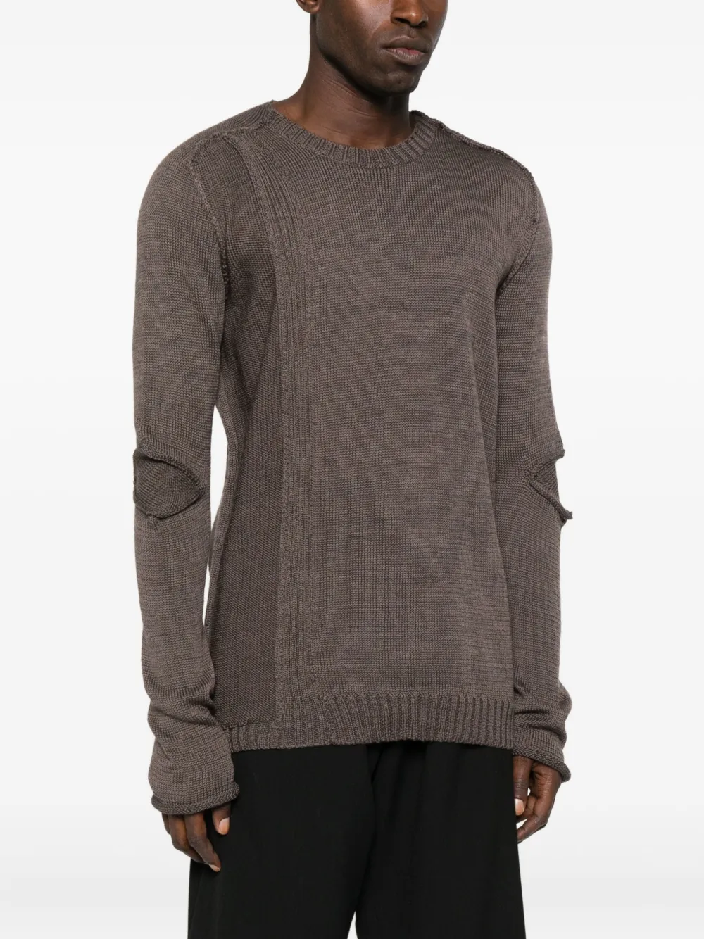 Masnada Elbow-detail Side-split Sweater In Brown