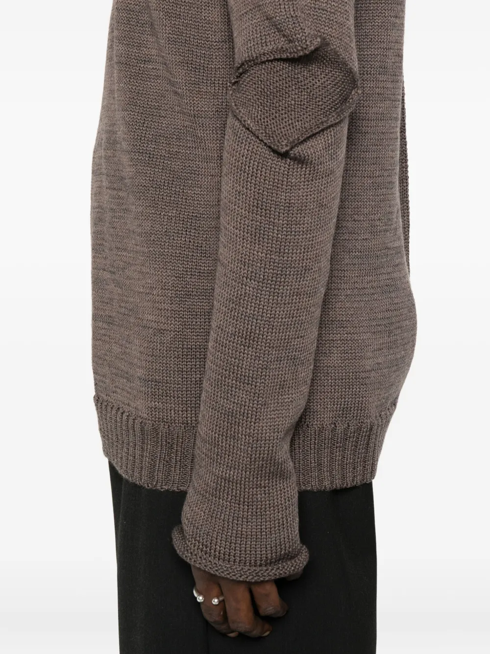 Masnada Elbow-detail Side-split Sweater In Brown