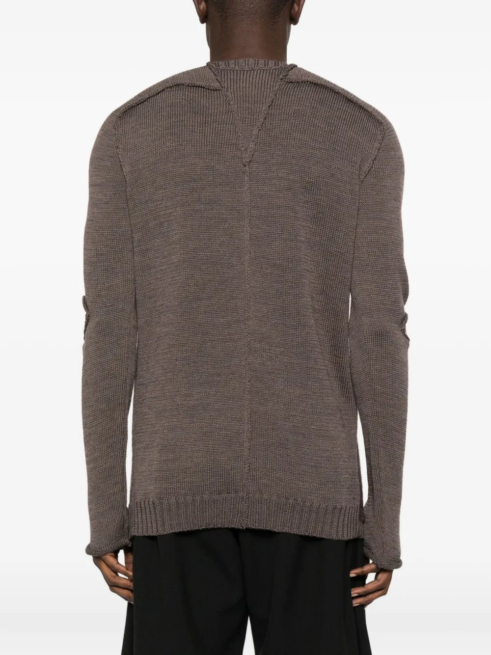 Masnada Elbow-detail Side-split Sweater In Brown