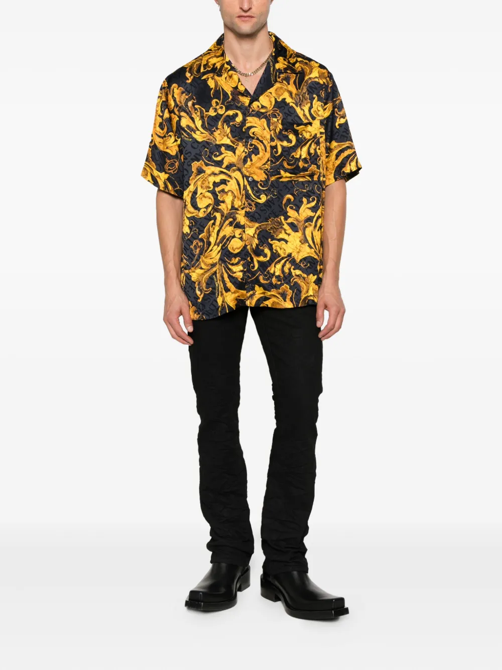 Versace Jeans Couture barocco-print short-sleeves shirt - Zwart
