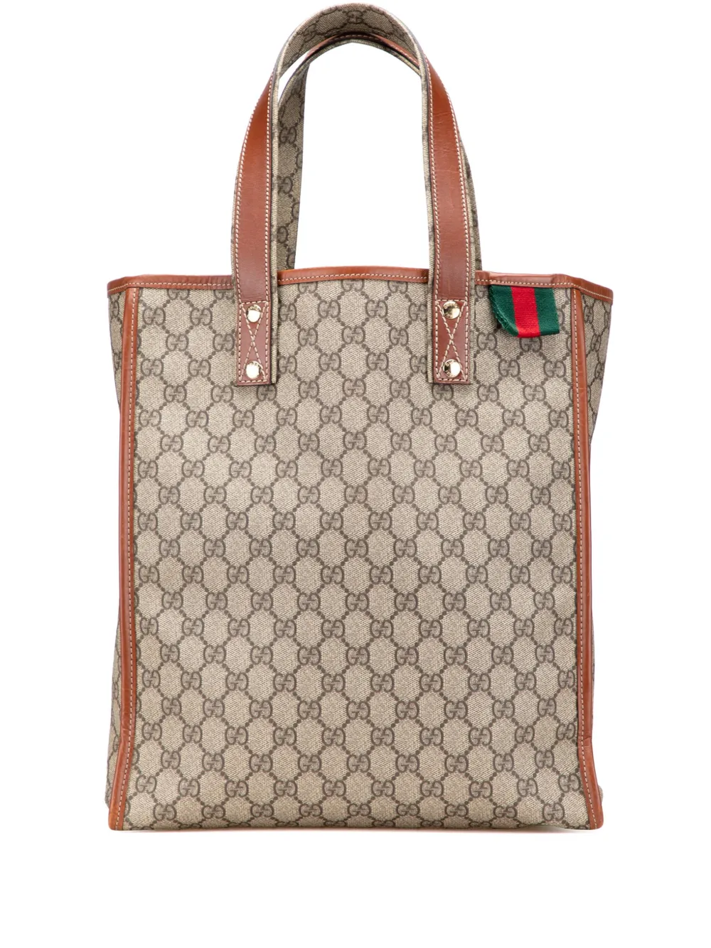 Gucci Pre-Owned 2000-2015 GG Supreme Web tote bag - ブラウン Gucci Pre-Owned 2000-2015 GG Supreme Web tote bag - ブラウン