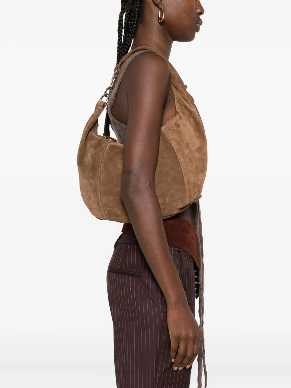 Gimaguas Paula suede shoulder bag - Bruin