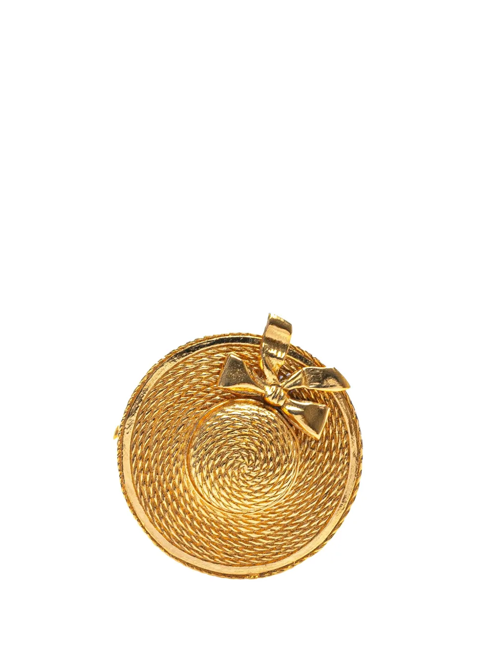 CHANEL Pre-Owned 20th Century Gold Plated Straw Hat Brooch costume CHANEL Pre-Owned 20th Century Gold Plated Straw Hat Brooch costume