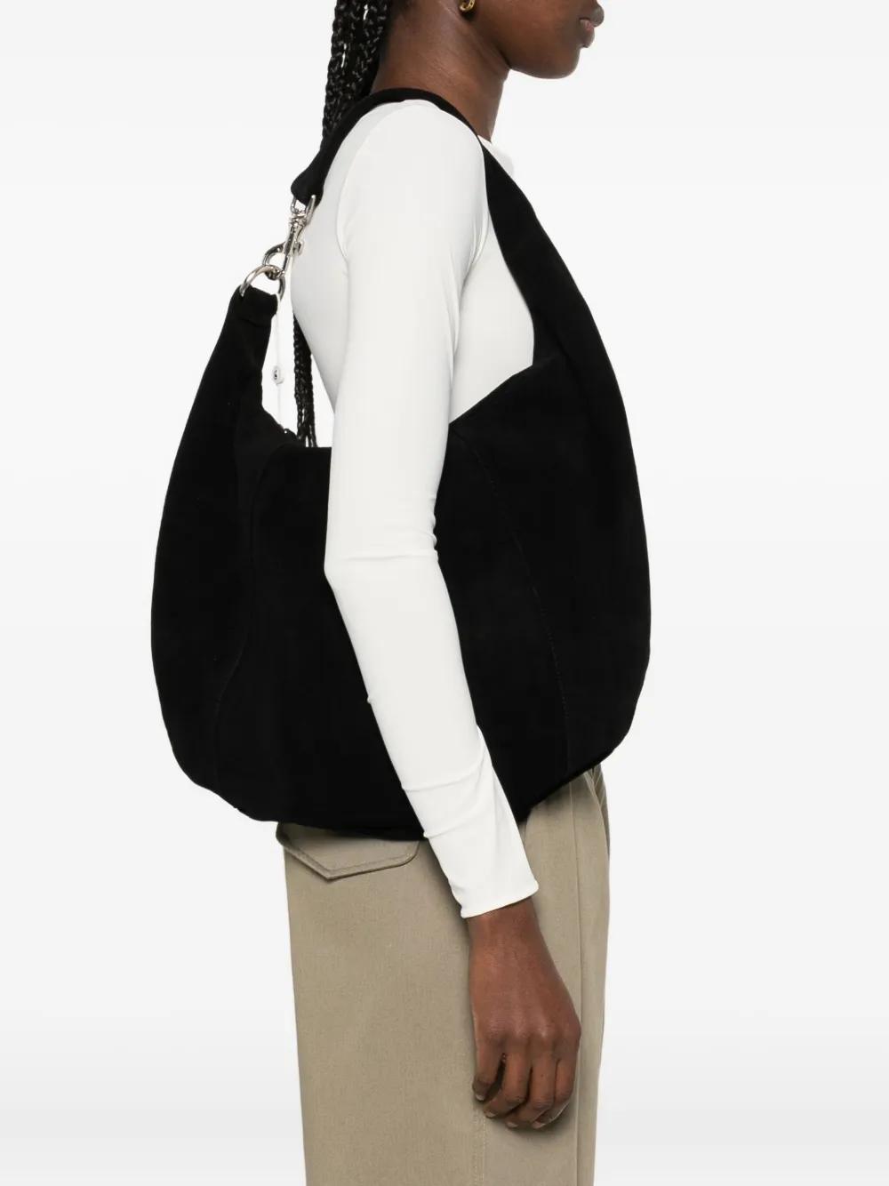 Gimaguas Paula suede shoulder bag - Zwart