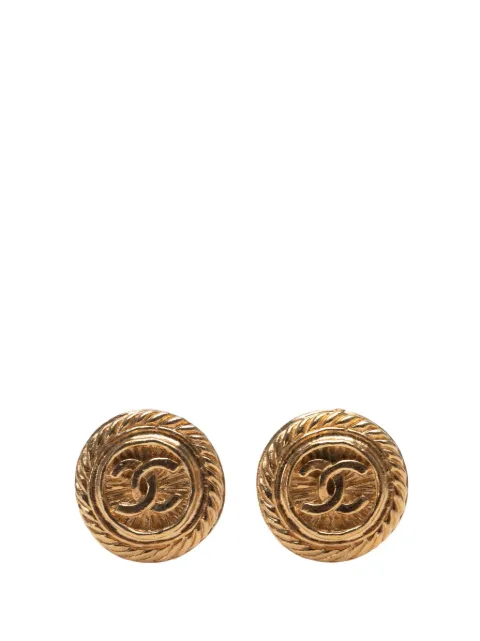 CHANEL Pre-Owned 1970-1980 CC vergulde ronde oorclips