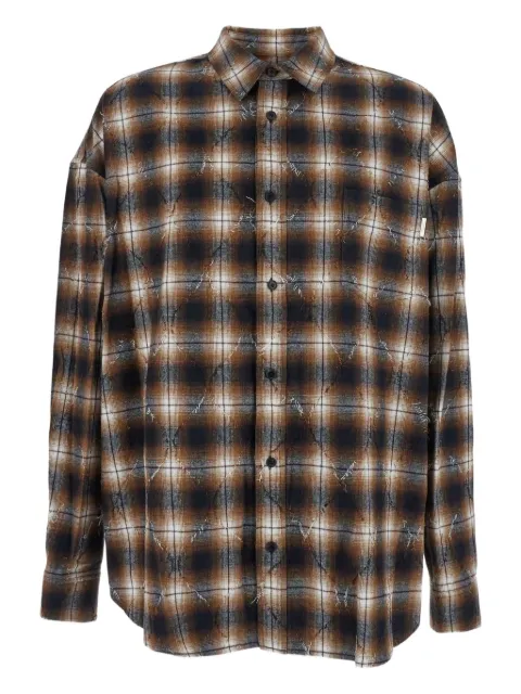Juun.J distressed checked shirt
