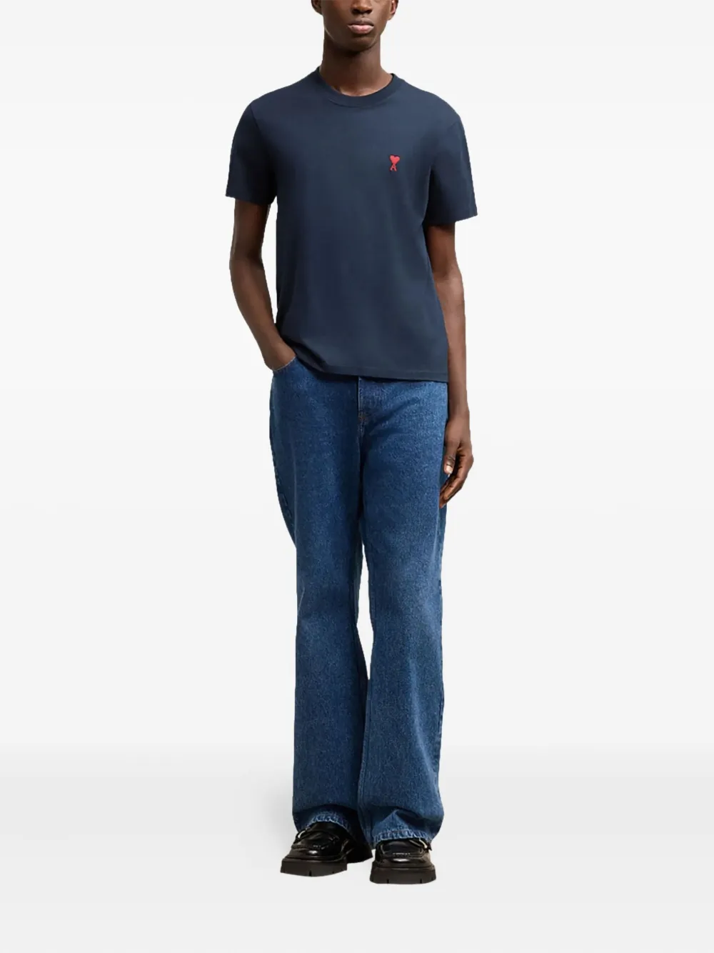 AMI Paris crew-neck logo-embroidered T-shirt | T-Shirts | Image 2