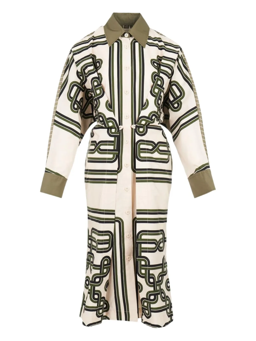 Biyan striped collared midi dress - ホワイト Biyan striped collared midi dress - ホワイト