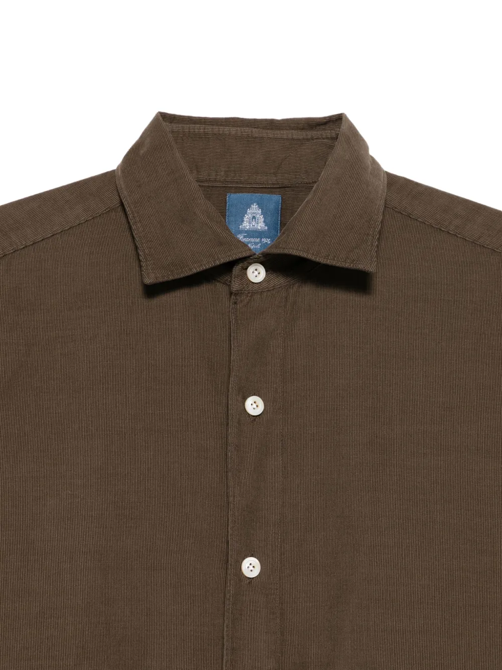 Finamore 1925 Napoli Ribfluwelen overhemd - Bruin