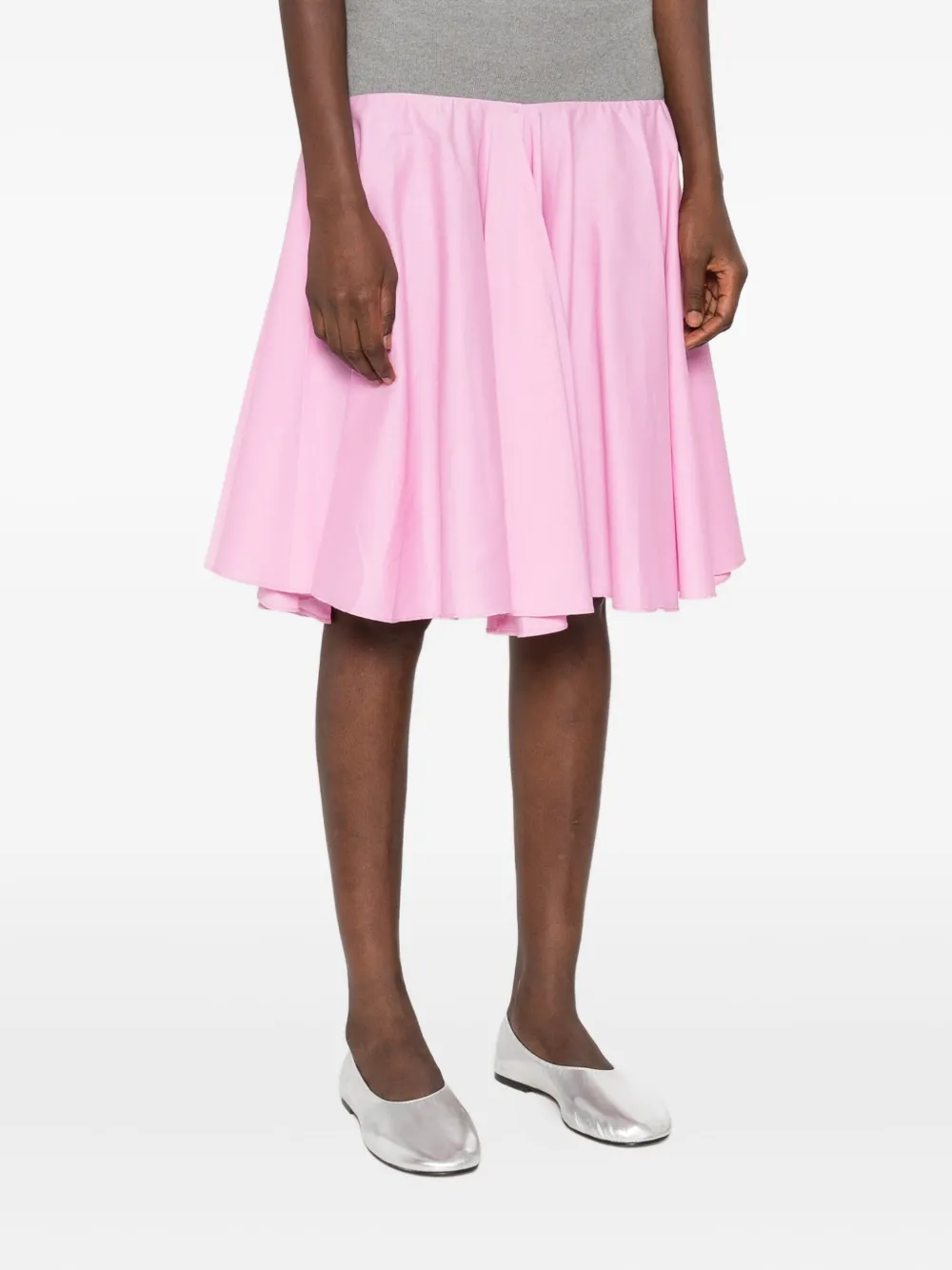 Gimaguas Elastic-waist Flared Midi Skirt In Pink